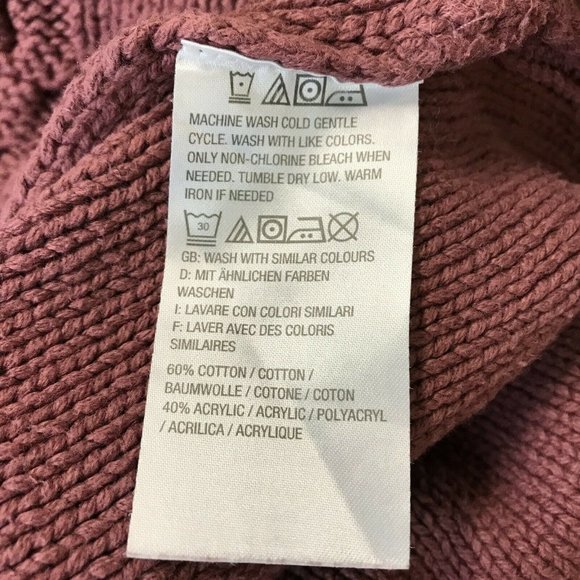 Denim & Co Mock Neck Cable Knit Pink Sweater PL - Picture 6 of 6